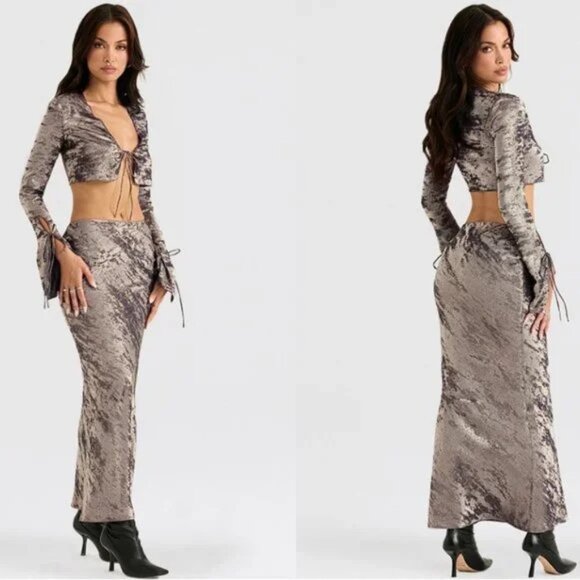 House of CB 'Clara'  Maxi Skirt and Giulia top Shimmer Metallic - Picture 2 of 16